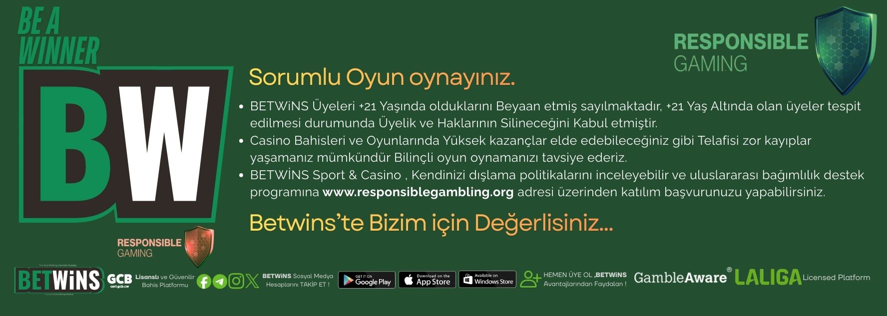 Responsible Gaming - Bilincli Oyun Oynayiniz