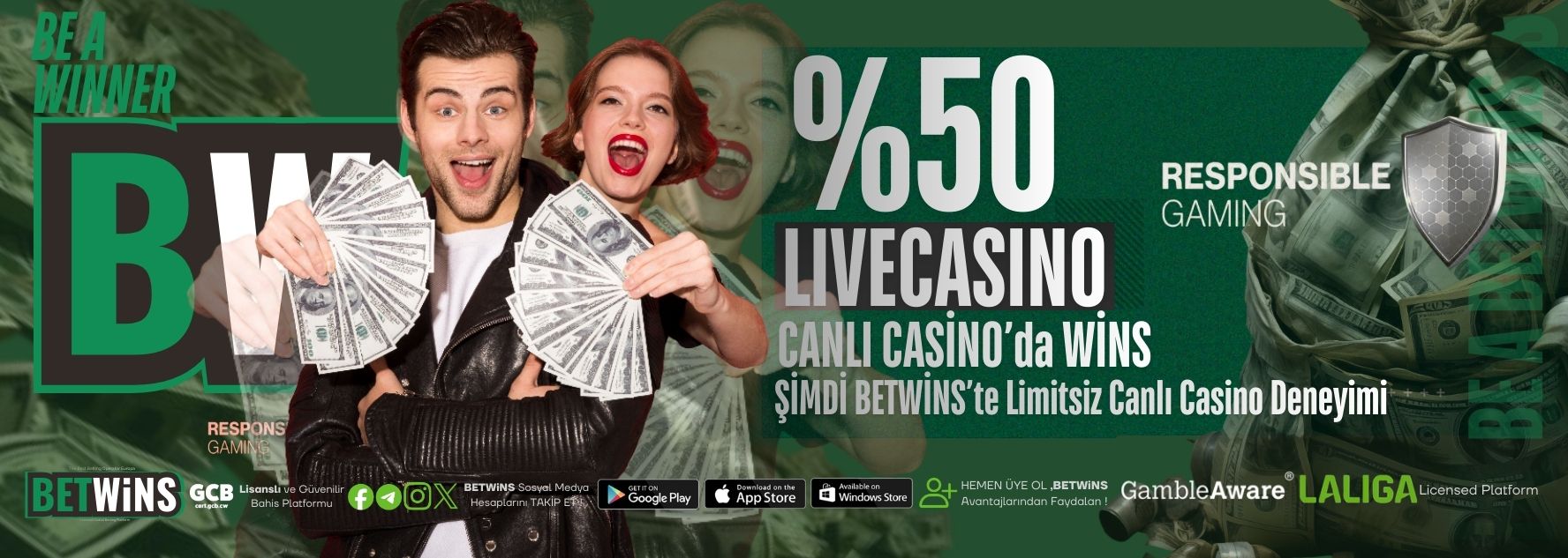 BETWINS CANLI CASINO %50 BONUS